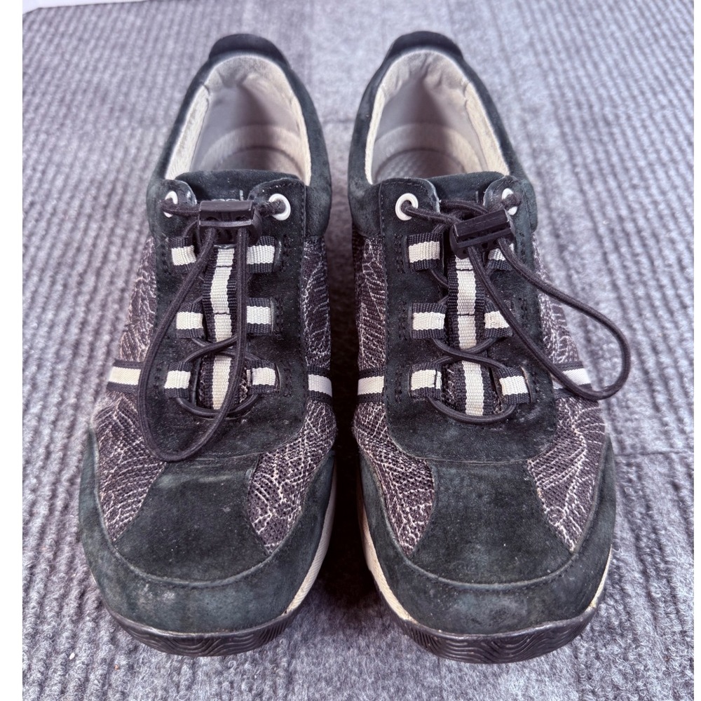 Dansko Elise Black Suede Textile Lace Up Walking Shoes Sneakers 36